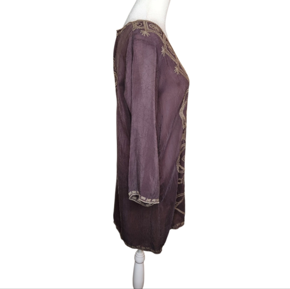 Johnny Was Cupra Rayon Embroidered V Neck Tunic Size Small - Picture 2 of 8